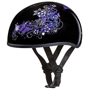 Imagem de Capacetes Daytona para motocicleta meio capacete caveira - Borboleta 100% aprovada pelo DOTDaytona Helmets "Leading The Way In Quality Headgear" Large roxo D6-B-L