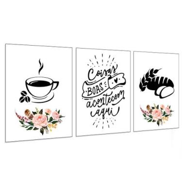 Imagem de Quadros Decorativos Cozinha Café e Pão Branco Copa Sala Àrea Gourmet P