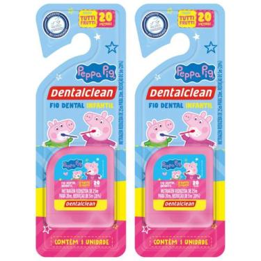 Imagem de 2 fio dental infantil - peppa pig - 20m - rosa - dentalclean