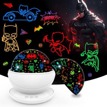 Imagem de VANSHINIEER Projetor de Luz Noturna do Batman para Crianças, Brinquedos de Dinossauros para Meninos, Luz Noturna do Bebê Superman para Presente de Aniversário de Natal, Rotação de 360 Graus, Decoração
