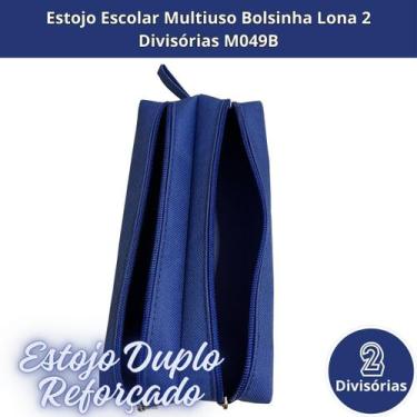Imagem de Estojo Escolar Multiuso Bolsinha Lona 2 Divisórias M049B - Losamores