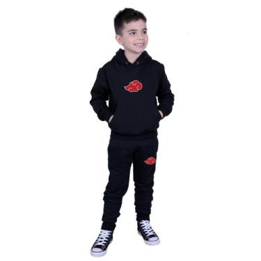 Imagem de Kit Naruto Moletom Blusa Calça Masculino Feminino Nuvem Akatsuki Anime