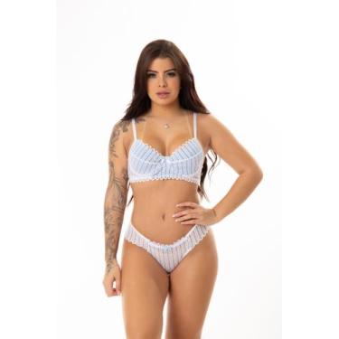 Imagem de Conjunto de Sutiã Sem Bojo  com Aro e Calcinha Renda Sexy Transparente