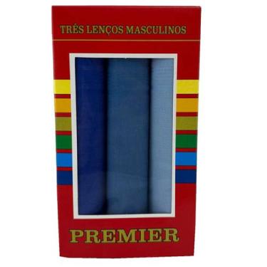 Imagem de Conjunto De Lenços Masculinos 32cm 100% Algodão - Premier, Azul