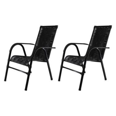 Imagem de Kit 2 Cadeiras Bela Fibra Sintética Preto - Panero Móveis