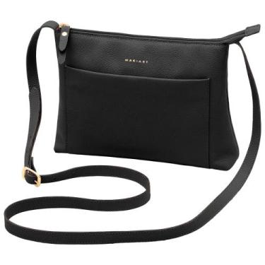 Imagem de Bolsa de Couro Mariart Orquídea, Preto