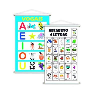 Imagem de Alfabeto 4 Letras + Vogais Kit 2 Banners Grande - PlimShop