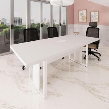 Imagem de Mesa de Reunião 2,00m 1 Caixa de Tomada Pés Metal Quadro F5 - F5 Offic