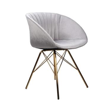 Imagem de Cadeira De Jantar Poltrona Eleonora Veludo Rivatti - Cinza