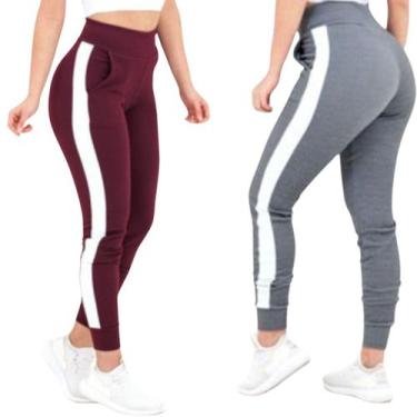 Imagem de Kit 2 Calça Feminina Jogger com Listra na Lateral em Crepe - Momentos 