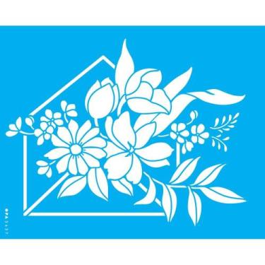 Imagem de Stencil Opa 20 x 25 cm - Envelope e Flores - 3437 - Opa Criando Arte