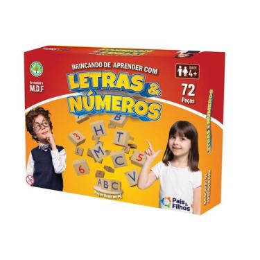 Imagem de Jogo Brincando De Aprender Letras E Números 72 Peças Madeira - PAIS & 