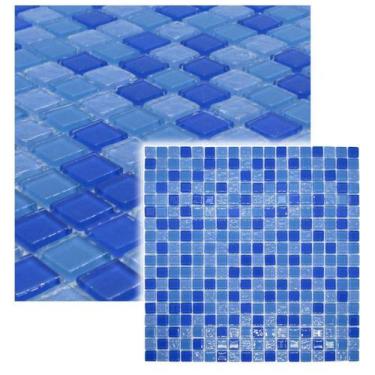 Imagem de Pastilha de Vidro Cristal Azul Safira Mescla 30x30cm - La Bella Griffe
