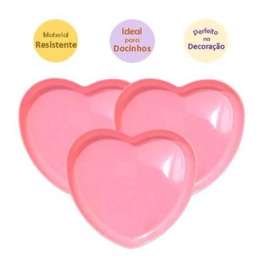 Imagem de Bandeja Coração Rosa para Doces e Decoração de Mesa - Mirandinha