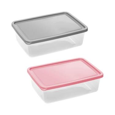 Imagem de Pote Marmita Organizador Slim Retangular Baixo - 850ml - Jaguar, Rosa