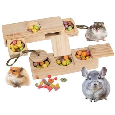 Imagem de SoulThink Brinquedos interativos de porquinho-da-índia - brinquedos de madeira para ratos de estimação, atividade de enriquecimento e forrageamento para hamster cheirar e lanche quebra-cabeça para