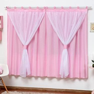 Imagem de Cortina Para Varão Quarto Bebe Criança Menina Rosa 2,00X1,70 - L2m