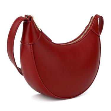 Imagem de CORAID Bolsa tiracolo Crescent de couro sintético pequena bolsa de ombro para treino, corrida, caminhada, Vermelho