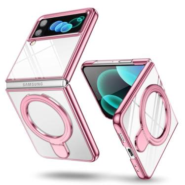 Imagem de Capa compatível com Galaxy Z Flip 4 com suporte de anel de vedação, compatível com suporte magnético para celular [carregamento sem fio] Capa Slim Fit antiarranhões à prova de choque para Galaxy Z