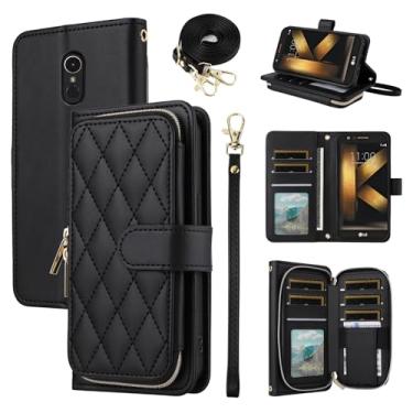 Imagem de Furiet Argyle Capa carteira para LG K20/K20 Plus/K20 V/Harmony/V5/K10 2017/Grace LTE com alça de pulso alça de ombro 9+ compartimento para cartão capa de telefone para LGK20Case LGK20Plus LGK20V K20V