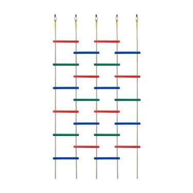 Imagem de Escada de corda de madeira para crianças Rainbow Inovadora - Conectividade de grupo 3/4/5, 35 cm de largura, acessório Ninja Warrior ideal para árvores, balançar e brincar (conjunto 3: 4 escadas