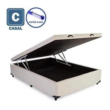 Imagem de Cama Box Casal Em Baú Blindado Sintético com Pistões a Gás, Diversas C