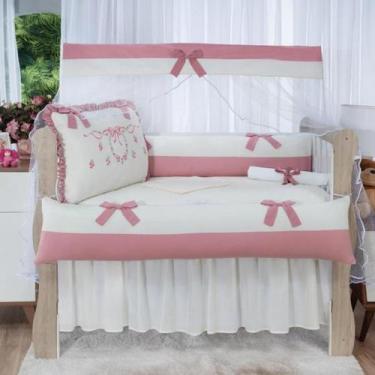 Imagem de Kit Berço Americano Para Bebê Menina e Menino 100% Algodão Bordado 10 
