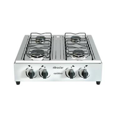 Imagem de Fogão Cooktop De Mesa A Gás Portátil 4 Bocas Bivolt Braslar, Branco