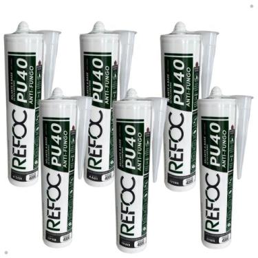 Imagem de Kit 6 Cola Selante PU40 Poliuretano Multiuso Preto 400g - REFOC