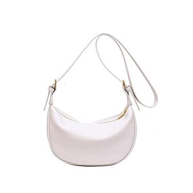Imagem de Bolsa de peito para mulheres Bolsa tiracolo de grande capacidade para mulheres Bolsa de cintura meia-lua Bolsa de viagem feminina(White1)
