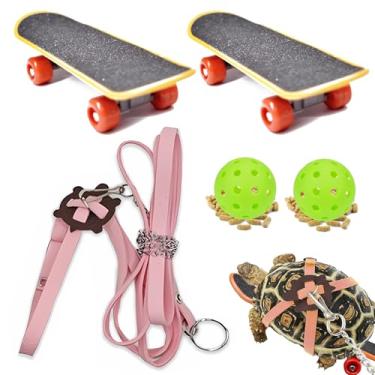 Imagem de Conjunto de coleira de tartaruga ajustável e bola de skate, arnês de treinamento e skate para tartaruga, dragão, lagarto barbudo, pequenos animais de estimação, brinquedos de tartaruga de estimação,