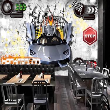 Imagem de Lcythiazole Tamanho personalizável Descasque e cole removível grande 3D moderno papel de parede de carro mural HD mural de foto de carro para restaurante, café, bar, sala de estar, KTV