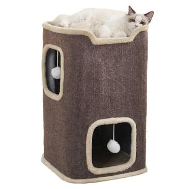 Imagem de Empet Casa de gatos para camas internas para gatos, condomínio de vários níveis, cama caverna dobrável, marrom, 2L