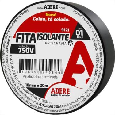 Imagem de Fita Isolante Adere 20M Preta - Kit C/6 Pecas