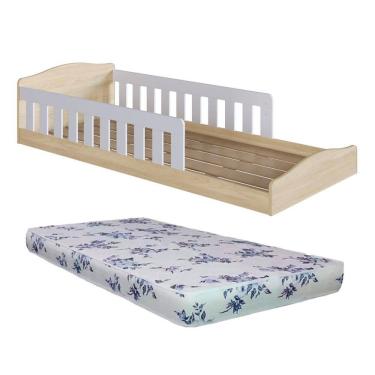 Imagem de Cama Com Colchão Solteiro Ortobom Montessoriana Infantil Proteção Lateral Encanto Completa Móveis
