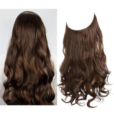 Imagem de Aplique de Cabelo Feminino Longo Cabelo Sintético Natural Extensões de Cabelo sem Clipe (Modelo 03, 16 Polegadas)