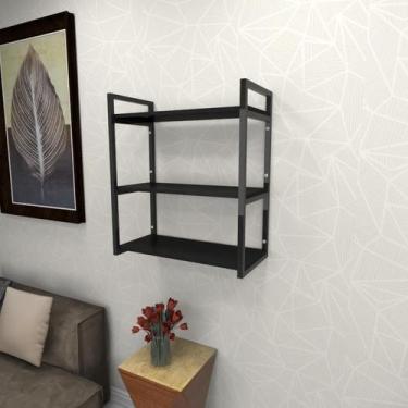 Imagem de Estante estilo industrial sala aço cor preto 60x30x68cm (C)x(L)x(A) co