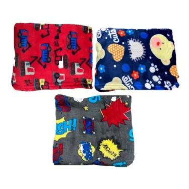 Imagem de Manta Baby Infantil Kit Com 3 Menino - Kwi Kids