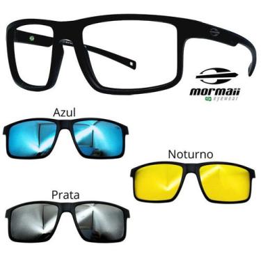 Imagem de Oculos Mormaii Swap 5 6127 A14 Preto Fosco Com 3 Clipons, Azul, Prata,