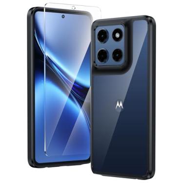 Imagem de FNTCASE Capa para Motorola Moto-G Stylus-5G-2025: Capa de celular antiamarelamento com proteção contra quedas de grau militar - Capas protetoras resistentes à prova de choque transparentes (preto)