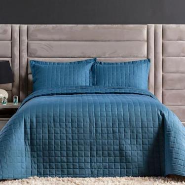 Imagem de Cobre Leito King 300 Fios com Porta Travesseiro Basic Marinho - EDDI C