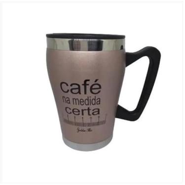 Imagem de Caneca Térmica Com Frases Café Aço Inox 320ml (Rosa)