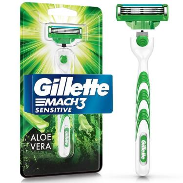 Imagem de Gillette Mach3 Sensitive Aparelho de Barbear com Aloe Vera & Vitamina E -  1 Unidade