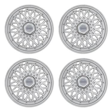 Imagem de Jogo de calotas 601ar-pta aro 14 aro de pressão + emblema de alumínio 