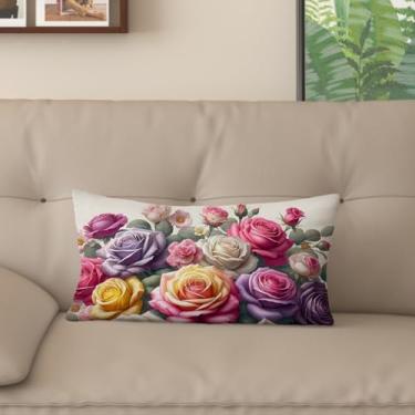 Imagem de Capa de almofada com estampa digital retrô rosa com zíper invisível, vários tamanhos para decoração de sofá, sala de estar e quarto (61 x 81 cm, FGMG-F)