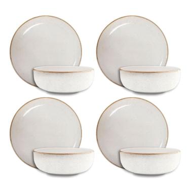 Imagem de Conjunto Pratos Fundo Sobremesa Cerâmica Caoba Bege 8Pçs