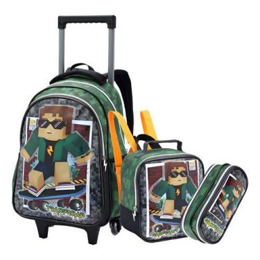 Imagem de Mochila Gamecraft Menino Rodinha Lancheira Estojo Escolar - DENLEX