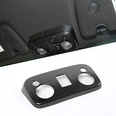 Imagem de CheroCar Adesivo de decoração de painel de cobertura de luz de lâmpada de leitura frontal para Ford Mustang 2009-2020, acessórios interiores, moldura de grão de fibra de carbono