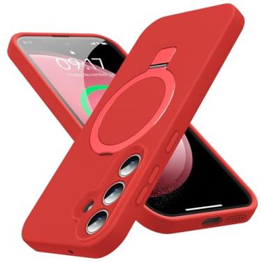 Imagem de KMAMBAG Capa Mag-Ring para Galaxy S23 Plus, silicone líquido [fator hidratante] Capa para celular Exreme macia e fina com suporte [compatível com Mag Safe] para Samsung Galaxy S23 Plus de 6,7