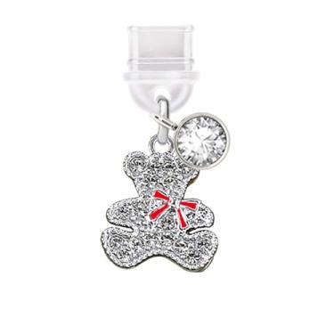 Imagem de ELISE & FONDA Porta de carregamento tipo C TP549, plugue antipoeira, urso de pelúcia de cristal com laço para celular para iPhone 15/16/Samsung/OnePlus/Xiaomi/oppo telefones Android (vermelho), approx